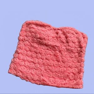 Vintage Y2K pink pastel rosette tube top crop top Fairycore Princess victorian